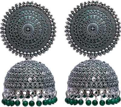 sarthak royal Latest Traditional Stylish Oxidised Meenakari Pearl Jhumka/Jhumki Earrings Beads Brass, Alloy Jhumki Earring