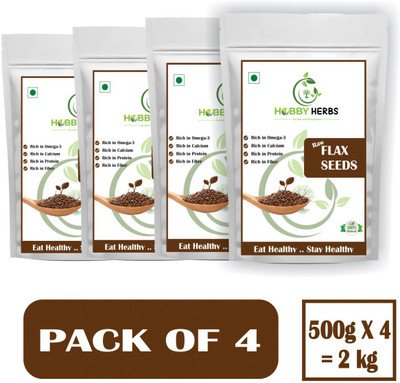 Hobby Herbs Raw Flax Seeds For Weight Loss | Flax Seeds | Alsi Seeds | 2 Kg Brown Flax Seeds(4 x 0.5 kg)
