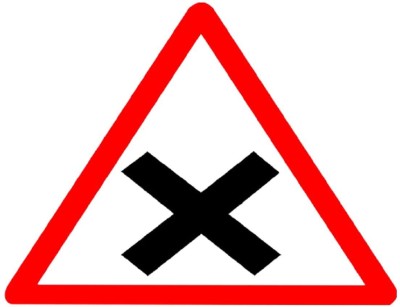 Ladwa Cross Road Cautionary Retro Reflective Road Signage - 600 mm Triangle Emergency Sign(Reflective Sign)