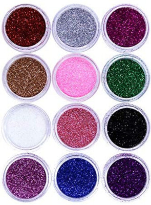 ADJD Multi use Eye Shadow Glitter Powder Set Nail,Face & Eye 24 g(MULTI COLOR)