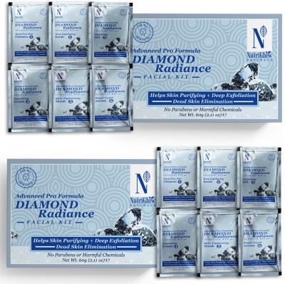 NutriGlow NATURAL'S Advanced Pro Formula Set of 2 Diamond Radiance Facial Kit Repair Skin 60gm each(2 x 60 g)
