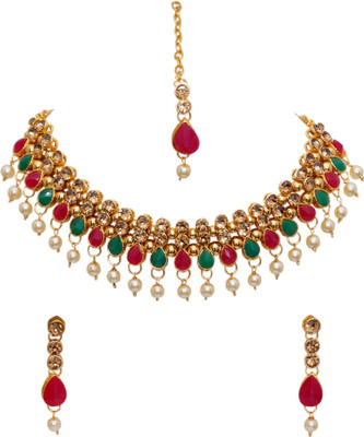 Padmavati Alloy Gold-plated Multicolor Jewellery Set(Pack of 1)
