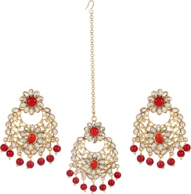 Styylo Jewels Brass Gold-plated Red Jewellery Set(Pack of 1)