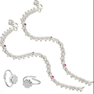 Qrown Alloy Silver Jewellery Set(Pack of 1)