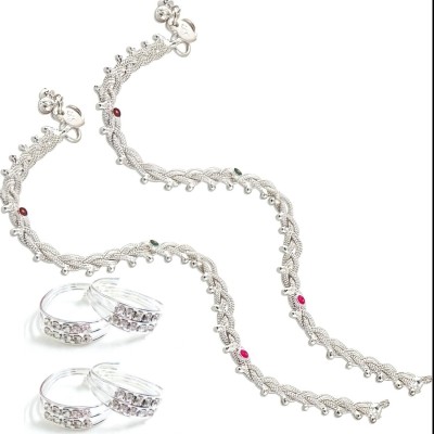 Qrown Alloy Silver, Red Jewellery Set(Pack of 1)