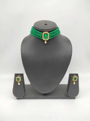 Raj creation Brass Gold-plated Green Jewellery Set(Pack of 1)
