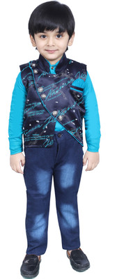 Bold Born Boys Casual Shirt Jacket, Jeans(Sea Green Navy)