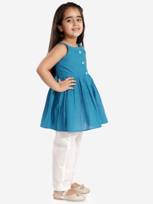 VASTRAMAY Girls Festive & Party Kurta and Pyjama Set(Light Blue Pack of 1)