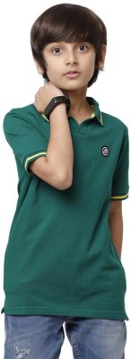 PIPIN Boys Printed Cotton Blend Regular T Shirt(Green, Pack of 1)