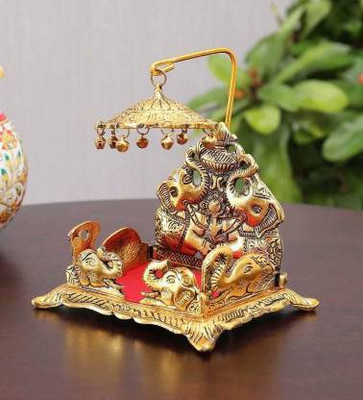 oyssta Singhasan for Laddu Gopal/Bal Gopal in Metal Gold Oxidized Jhula