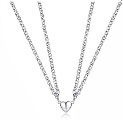 SILVOSWAN Silver Cubic Zirconia Stainless Steel Locket Set