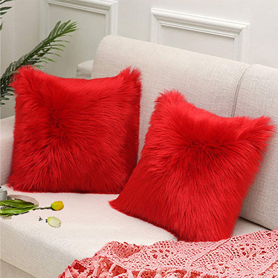 PICKKART Microfibre Solid Cushion Pack of 2(Red)