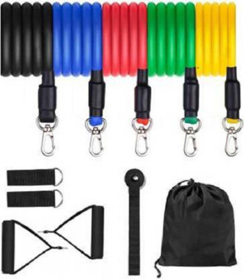 BADSHAH AND KHALIFA Resistance Bands 11pcs Set Tubes for Fitness Home Gym Exercise Workout Tube Resistance Tube(Multicolor)