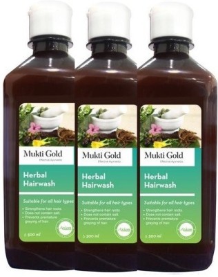 AXIOM Mukti Gold Herbal Hair Wash Pack of 3 | Nourish & Replenish Shampoo(1200 ml)