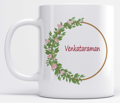 LOROFY Name Venkataraman Printed Floral Ring Ceramic Coffee Mug(325 ml)