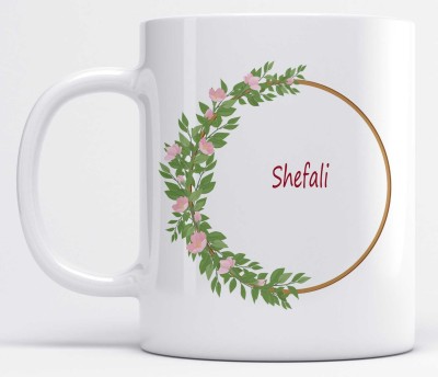LOROFY Name Shefali Printed Floral Ring Ceramic Coffee Mug(325 ml)