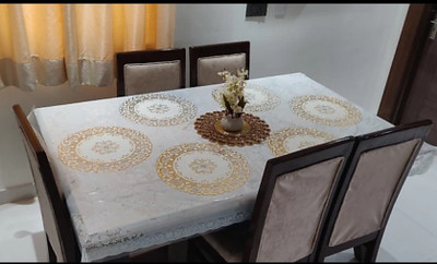 DELHI PVC CORP Round Pack of 6 Table Placemat(Gold, PVC)