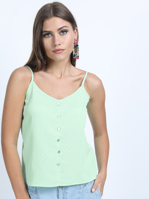 Tokyo Talkies Casual Solid Women Green Top