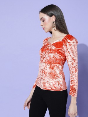 Marie Claire Casual Printed Women Orange Top