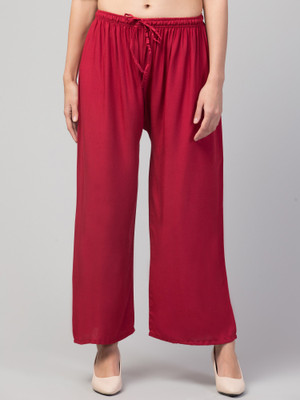 FamBee Relaxed Women Maroon Trousers
