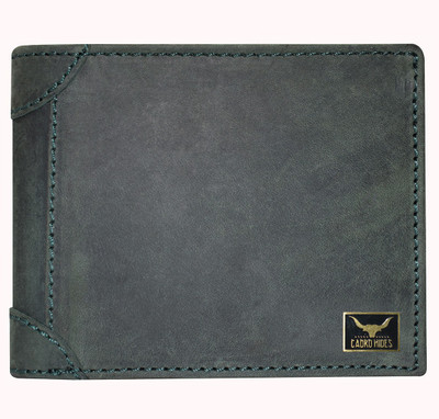 cadrohides Men Green Genuine Leather Wallet(10 Card Slots)