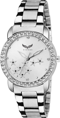 VIKINGS VK-LR-058-WHT-CHN DIAMOND WATCH Analog Watch  - For Girls
