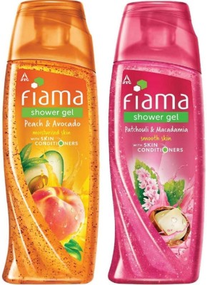 FIAMA Peach & Avocado and Patchouli & Macadamia Shower Gel combo (250ml*2Pc)(2 x 250 ml)