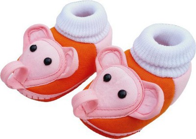 LMN Child Care Booties(Toe to Heel Length - 12 cm, Pink, Orange)