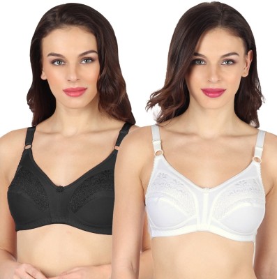 TEENY BOPPER Everyday Bra with Designer Lace Women Full Coverage Non Padded Bra(White, Black)