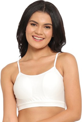 N-gal Solid Crop Top Bralette White Women Full Coverage Lightly Padded Bra(White)