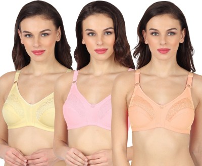 TEENY BOPPER Everyday Bra with Designer Lace Women Full Coverage Non Padded Bra(Yellow, Beige, Pink)