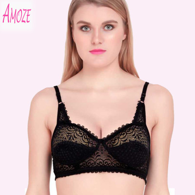 AMOZE Women T-Shirt Non Padded Bra(Black)