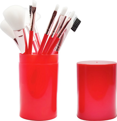 LARA KOSSLER 12pcs Makeup Brushes Tool with Case Holder Kit (Red Color)(Pack of 12)