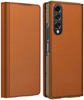 WHITBULL Flip Cover for Samsung Galaxy Z Fold4 5G(Brown, Rugged Armor, Pack of: 1)