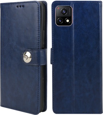 MG Star Flip Cover for vivo Y31s PU Leather Button Case Cover with Card Holder and Magnetic Stand(Blue, Shock Proof, Pack of: 1)