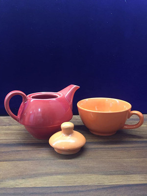 caffeine Pack of 1 Ceramic Handmade Mud Brown 2 in 1 Tea Pot(Brown, Cup Set)