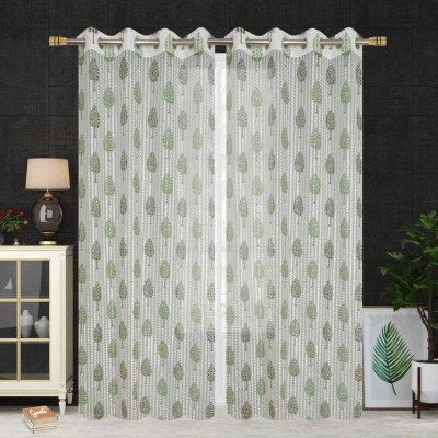 kanhomz 153 cm (5 ft) Tissue Semi Transparent Window Curtain (Pack Of 2)(Floral, Multicolor)