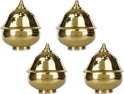 Vintage Pro Apple Akanda Diya Brass (Pack of 4) Table Diya Set(Height: 2.7 inch)