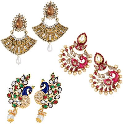 Angel In You Latest Collection Cubic Zirconia, Pearl Alloy Drops & Danglers, Earring Set, Chandbali Earring