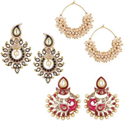 Styylo Jewels earring Cubic Zirconia, Pearl Alloy Drops & Danglers, Earring Set, Chandbali Earring, Hoop Earring