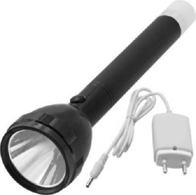 AKR 9050 RECHARGEABLE FLASHLIGHT WITH DUAL LED BULBs Torch 8 hrs Torch Emergency Light(Black)
