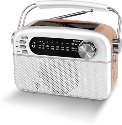 iGear Evoke Retro style Radio with FM/AM/SW band, Bluetooth/USB/SD Card, Solar charger FM Radio