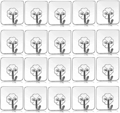 Handybee Strong Adhesive Hook Wall Door Sticky Hanger Holder for Kitchen And Bathroom Hook 20(Pack of 20)