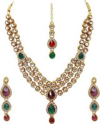 Chrishan Alloy Gold-plated White, Green, Red Jewellery Set(Pack of 1)