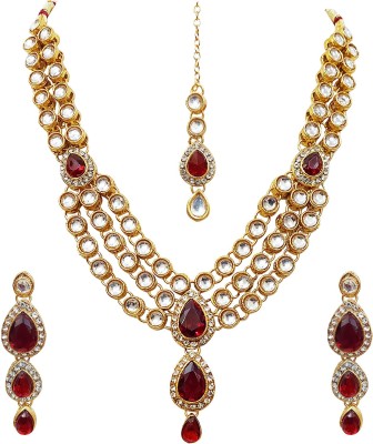 Chrishan Alloy Gold-plated Maroon, White Jewellery Set(Pack of 1)