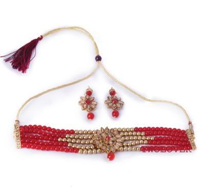 TWOLOVER Alloy Silver Red Jewellery Set(Pack of 1)