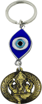 AFH Lord Ganesha Evil Eye Metal Decorative Religious Gifiting Key Chain Key Chain