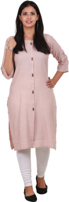MUKHAKSH Women Solid Straight Kurta(Pink)