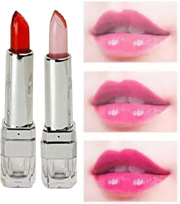 ADJD GLOSSY FINISH COLOR CHANGING GEL LIPSTICK FOR GIRL & WOMAN(RED, PINK, 3.8 g)