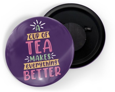 dhcrafts Purple A Cup Of Tea Makes Everything Better (58mm) Fridge Magnet Pack of 1